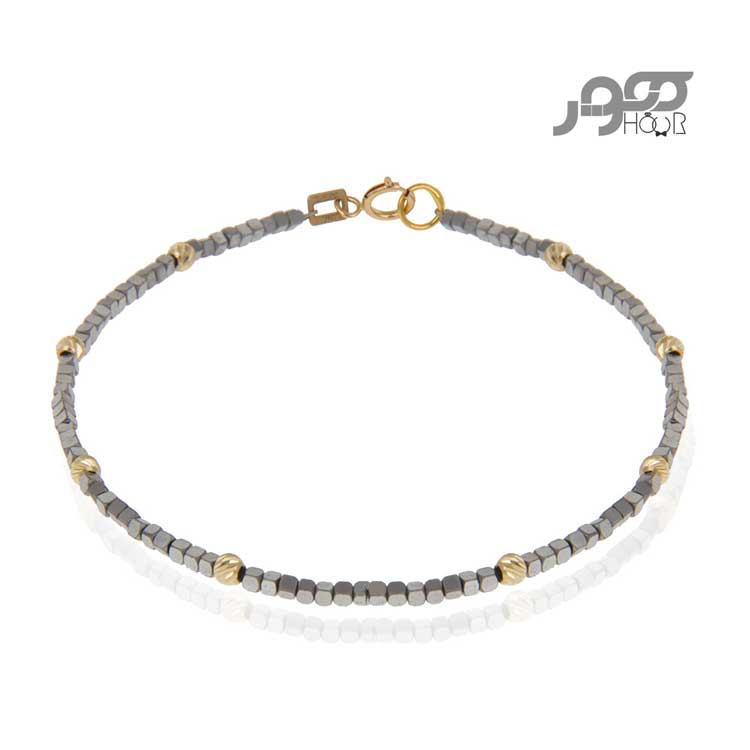 دستبند طلا زنانه ترکیبی با گوی برنادو کد AXB874