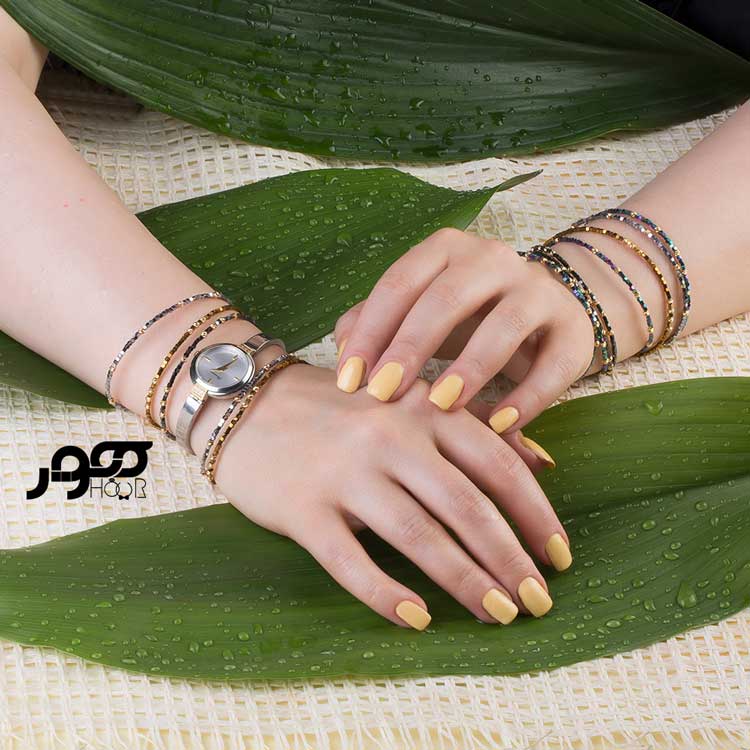 دستبند طلا زنانه ترکیبی با گوی برنادو کد AXB874