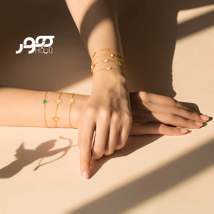 دستبند طلا زنانه طرح قلب کد ACB305
