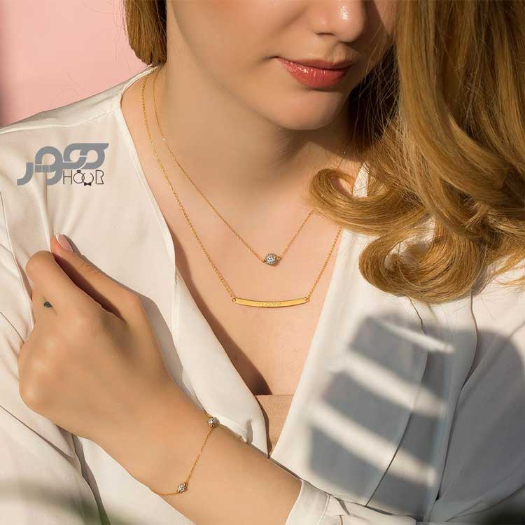 گردنبند طلا زنانه با گوی سواروسکی کد ACN416