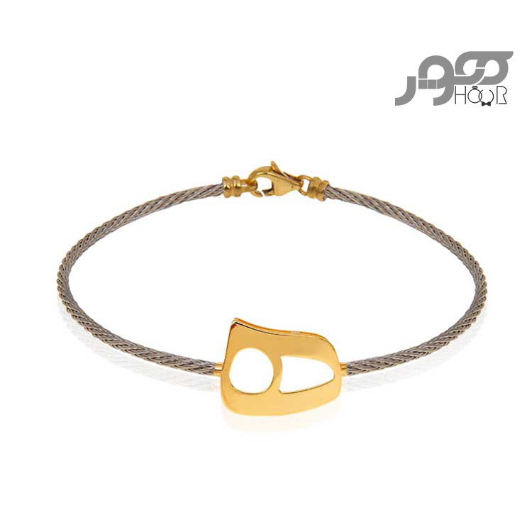 دستبند طلا زنانه دو رنگ طرح نیمانی کد ACB404