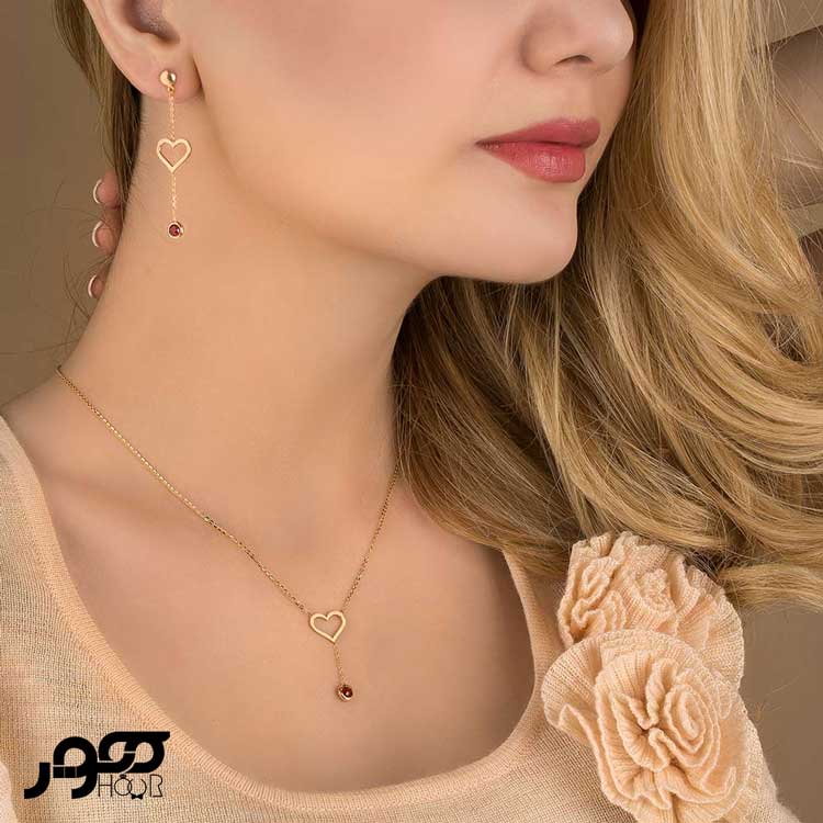 نیم ست طلا زنانه قلب با آویز مارکو کد ACS331