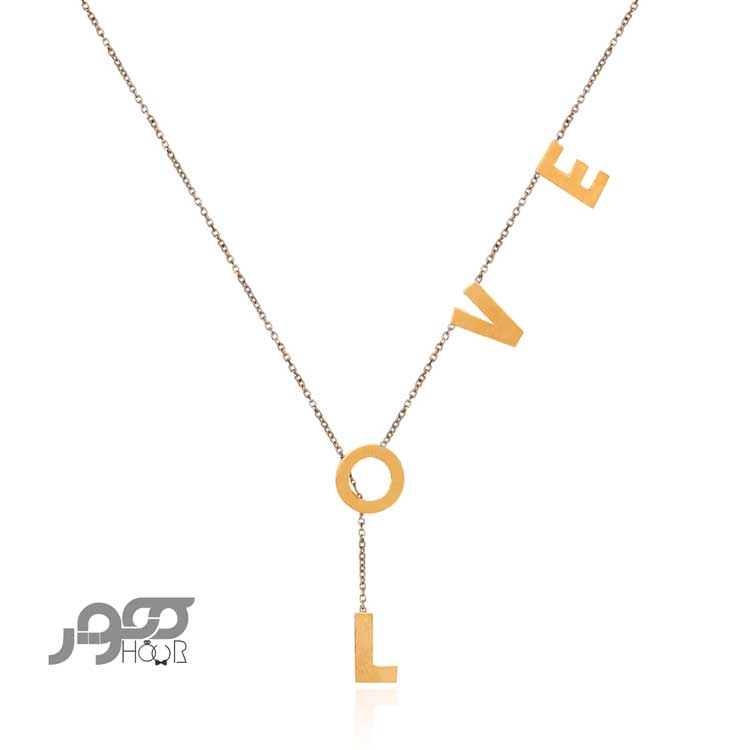 گردنبند طلا زنانه طرح LOVE دو رنگ کد ALN857