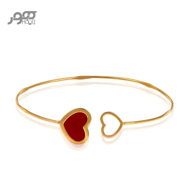 دستبند طلا زنانه بنگل النگویی ۲ قلب کد ACB378