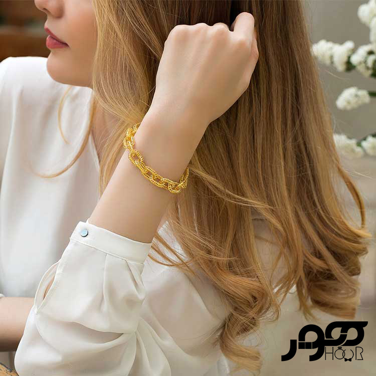 دستبند طلا زنانه طرح هرمس کد ACB408