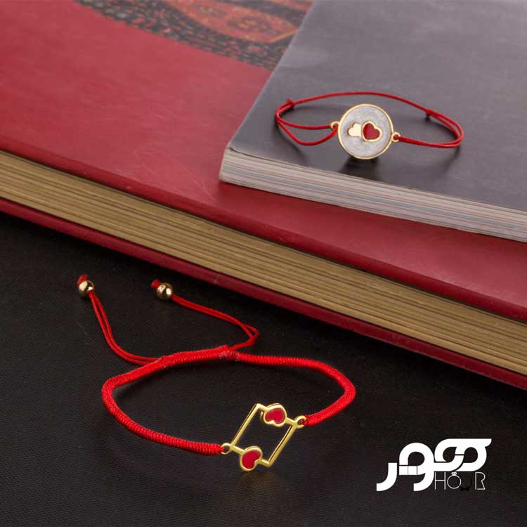 دستبند طلا زنانه ترکیبی طرح قلب کد AXB942