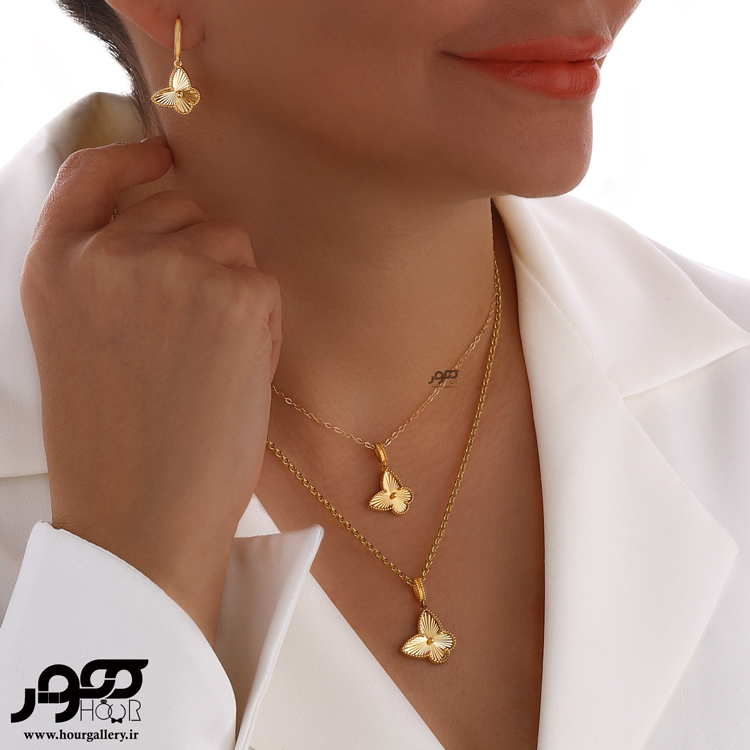 آویز طلا زنانه ونکلیف طرح پروانه سایز ۱ کد ACP408