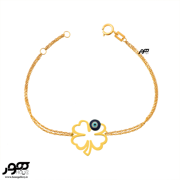 دستبند طلا زنانه شبدر و  چشم نظر کد ALB123