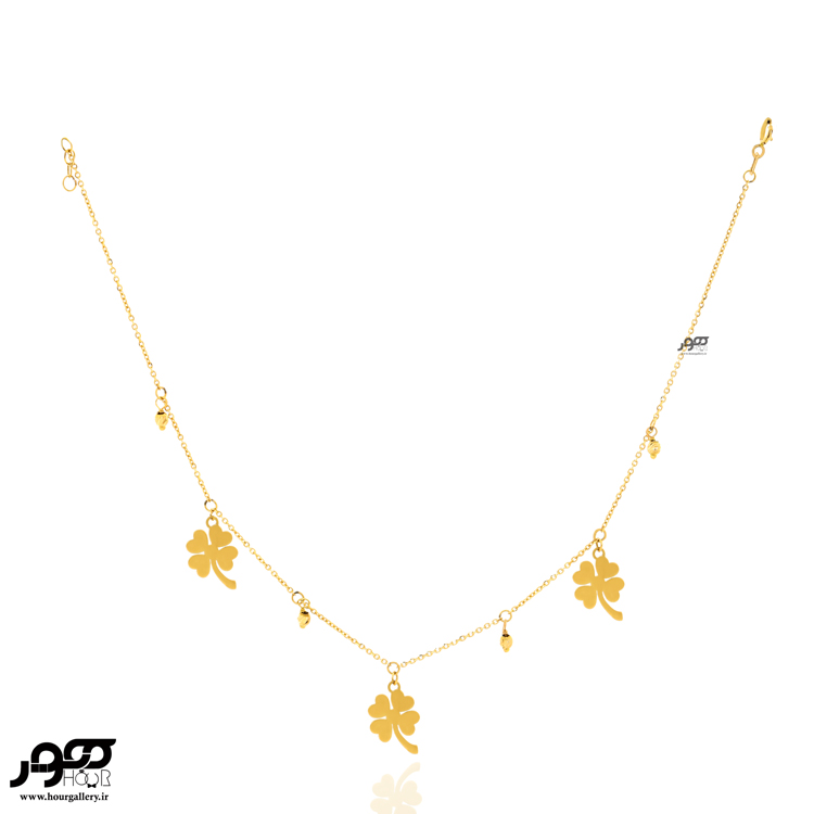 پابند طلا زنانه با آویز گل شبدر  کد ALA713