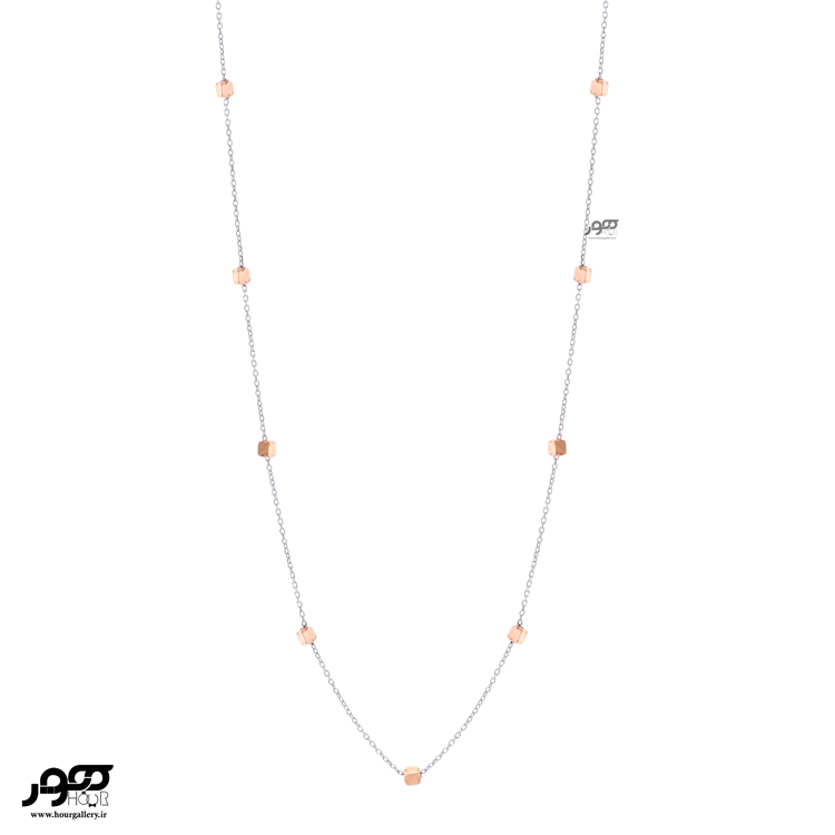 گردنبند طلا یک لایه سفید و مکعب رزگلد  کد BCN705